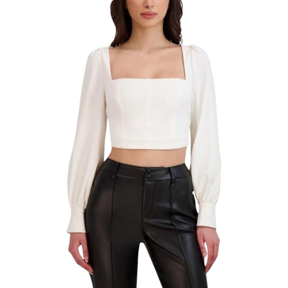 BCBGeneration Puff Sleeve Crop Top White Size Small NWOT